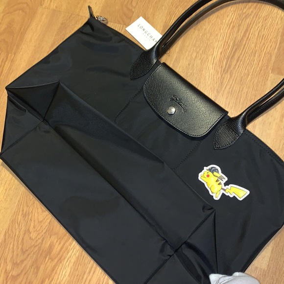Limited Edition - NWT Longchamp x Pokemon Le Pliage Pikachu Shoulder Tote Bag - Picture 10 of 15